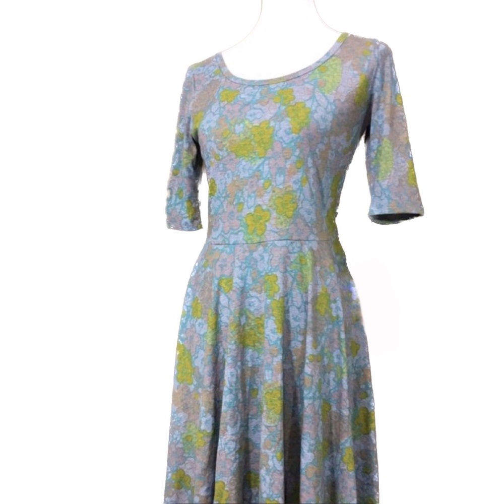 LULAROE Size XXS Blue Floral Nicole Swing Dress